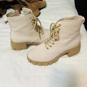 Cream Combat Boots